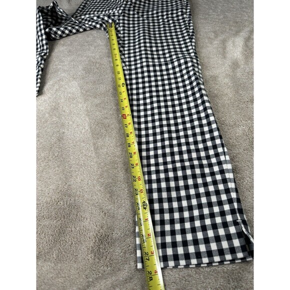 J JILL Essential Cotton Stretch I Black Cream Check Pull On Pants I Women’s Sz 8 - Picture 8 of 13